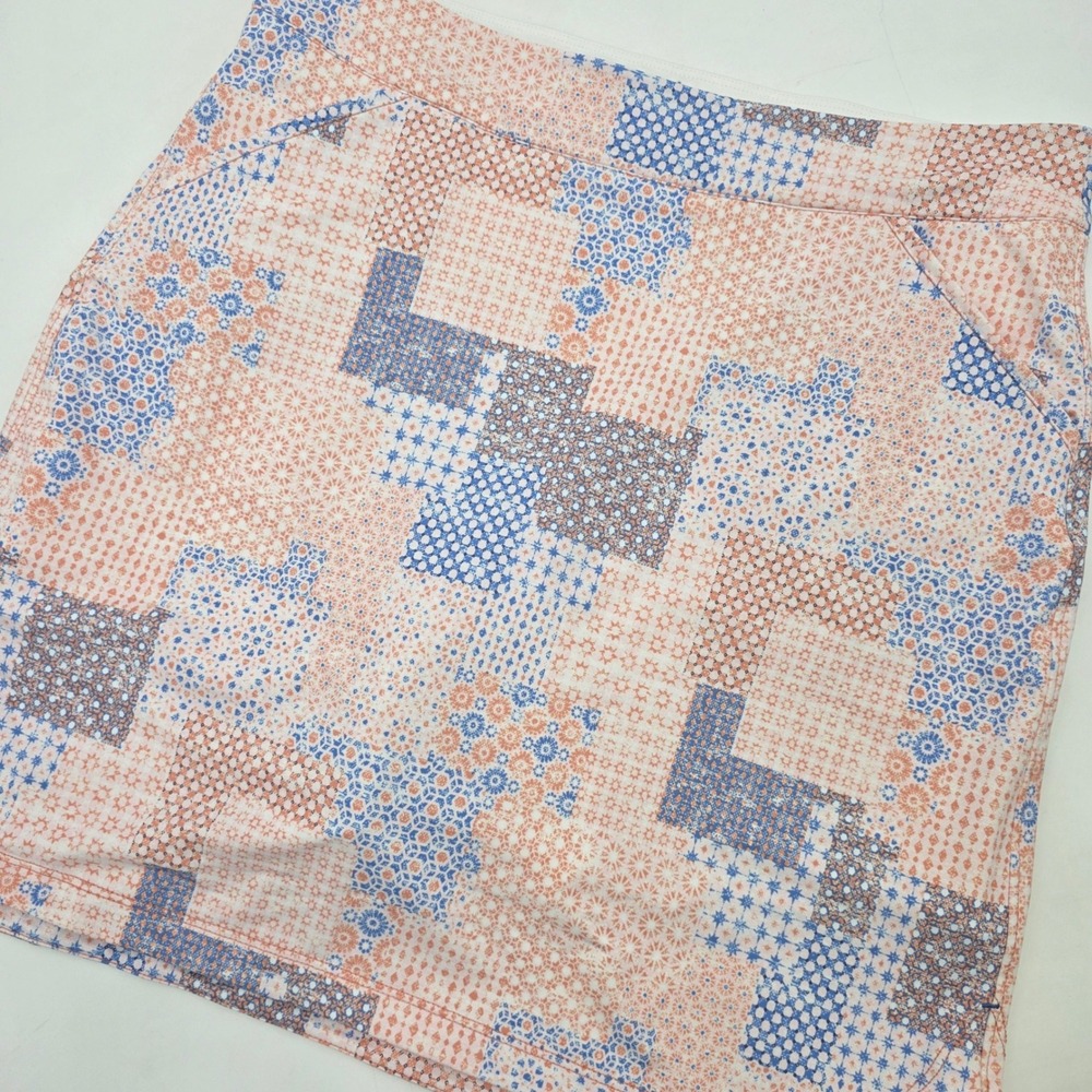 PETER MILLAR GOLF SKORT WOMENS MEDIUM PINK BLUE PAISLEY ALICE PETAL HEM NEW! $99